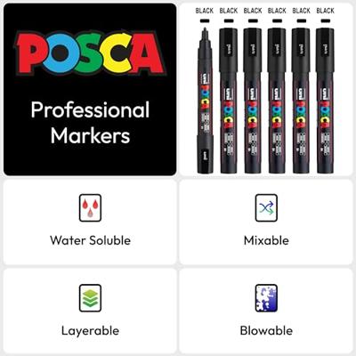 Markeerstift POSCA PC-3M Zwart (6 Stuks) Markeerstift POSCA PC-3M Zwart (6 Stuks)