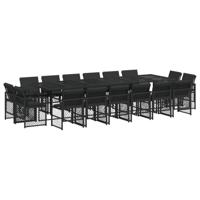 17-delige Tuinset met kussens poly rattan zwart - thumbnail