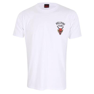 T-Shirt met Korte Mouwen Stranger Things Helfire Club Wit Unisex - Maat: M