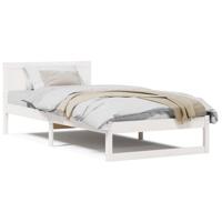 Bedframe met hoofdeinde Wit 100 x 200 cm Massief grenenhout - thumbnail