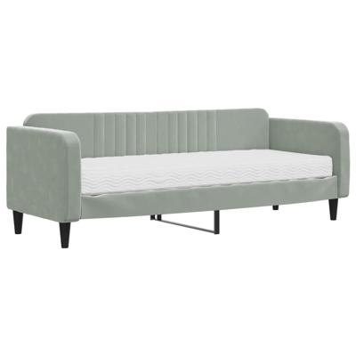Slaapbank met matras 80x200 cm fluweel lichtgrijs