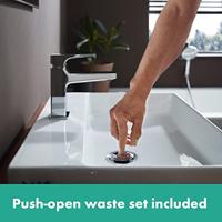 Fonteinkraan Metropol HansGrohe Eengreeps 100 met Rechte Greep en Push-Open Afvoer Chroom - thumbnail