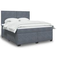 Boxspring met matras fluweel donkergrijs 180x200 cm - thumbnail