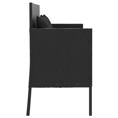 Tuinbank met kussens poly rattan zwart Tuinbank met kussens poly rattan zwart