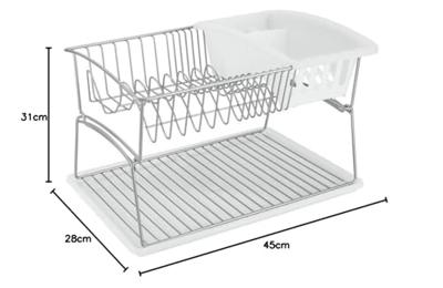 Tomado-Metaltex Silver Afdruiprek 45x31x28Cm 2 Verdiepingen