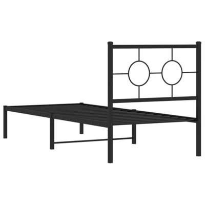Bedframe met hoofdbord metaal zwart 75x190 cm