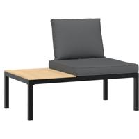 4-delige Loungeset met kussens aluminium zwart - thumbnail