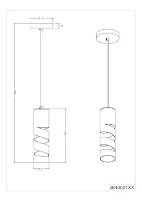 Trio Koker hanglampStream Ø 8cm - messing mat - 364000165