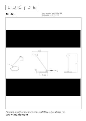 Lucide MILNE - Bureaulamp - LED Dimb. - 1x8W 2700K - Zwart Lucide MILNE - Bureaulamp - LED Dimb. - 1x8W 2700K - Zwart