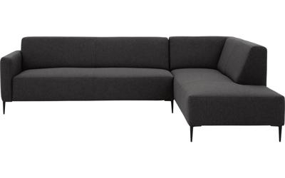 Goossens Bank Key West grijs, stof, 3-zits, modern design met ligelement links