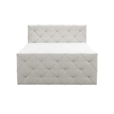 Boxspring met voetbord Liv geruit - ecru - 160x200 cm - ronde poot - Leen Bakker