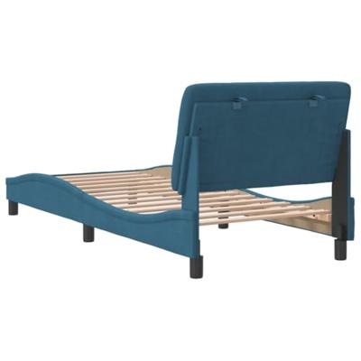 Bedframe met hoofdbord fluweel blauw 80x200 cm