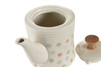 Theepot DKD Home Decor Beige Keramiek 1 L - thumbnail