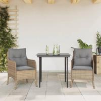 3-delige Tuinset met kussens poly rattan beige - thumbnail