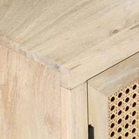 Nachtkastje 40x30x50 cm massief mangohout en natuurlijk riet - thumbnail