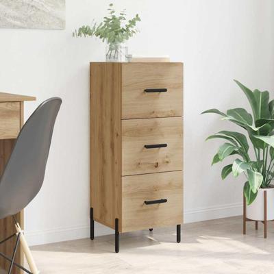 Dressoir artisanaal eikenkleurig 34 x 34.5 x 90 cm Bewerkt hout Dressoir artisanaal eikenkleurig 34 x 34.5 x 90 cm Bewerkt hout