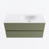 MONDIAZ VICA 100cm badmeubel onderkast Army 2 lades. Wastafel MOON rechts 1 kraangat, kleur Talc. - thumbnail