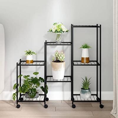 VidaXL Bloemenstandaard met wielen 83x25x83,5 cm ijzer zwart VidaXL Bloemenstandaard met wielen 83x25x83,5 cm ijzer zwart