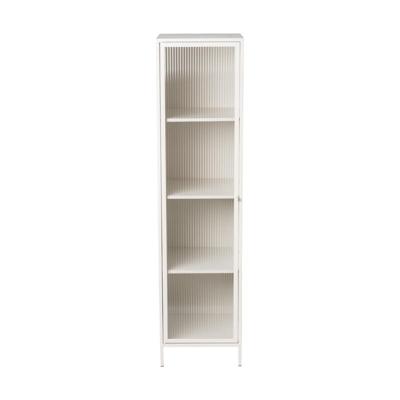 Hoge kast Luca met geribbeld glazen deurtje - offwhite - 160x42x40 cm Hoge kast Luca met geribbeld glazen deurtje - offwhite - 160x42x40 cm