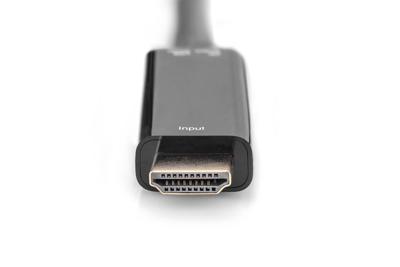 Digitus AK-330101-002-S HDMI-kabel DisplayPort / HDMI / USB Aansluitkabel DisplayPort-bus, HDMI-A-stekker, USB-A stekker 0.2 m Zwart 4K UHD, Afgeschermd