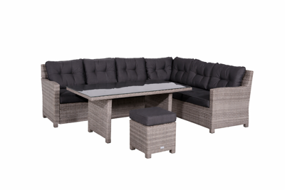 Garden Impressions Blue bird lounge/diningset - 5-delig - rechts - organic grey - reflex black - Showmodel Numansdorp, Hoofddorp, Woerden, Amersfoort & Wommelgem- - - Garden Impressions