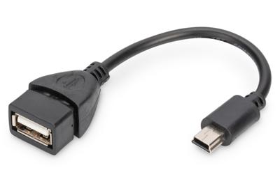 Digitus USB 2.0 Adapter [1x Mini-USB 2.0 B stekker - 1x USB 2.0 bus A] DIGITUS - USB Adapter / Konverter, OTG 20.00 cm