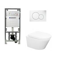 Wiesbaden Vesta toiletset Rimless 52cm inclusief UP320 toiletreservoir en softclose toiletzitting met bedieningsplaat wit 0701131/0700518/sw65812/ - thumbnail