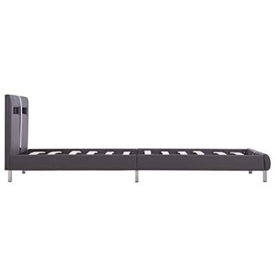 Bedframe met LED kunstleer grijs 90x200 cm Bedframe met LED kunstleer grijs 90x200 cm