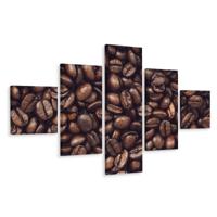 Schilderij - Geroosterde koffiebonen, 5luik, Premium print - thumbnail