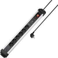 Sygonix SY-6805674 Overspanningsveilige stekkerdoos 6-voudig Zwart, Silver Randaarde stekker 1 stuk(s) - thumbnail