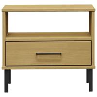 Nachtkastje met metalen poten OSLO massief grenenhout bruin - thumbnail