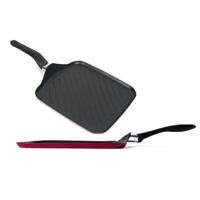 Aluminium grillpan vierkant met anti-aanbak laag 27,50 cm - Grilpannen - thumbnail