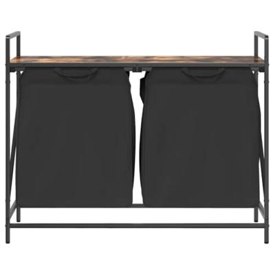 Wasmand 2 vakken met plank gerookt eikenkleurig Wasmand 2 vakken met plank gerookt eikenkleurig