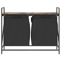 Wasmand 2 vakken met plank gerookt eikenkleurig - thumbnail