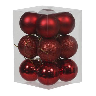 Othmar Decorations Kerstballen - 12x st - rood - D6 cm - kunststof   -