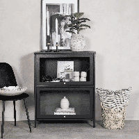 Nohr Vitrinekast 'Shaune' 100 x 80cm, kleur Zwart - thumbnail