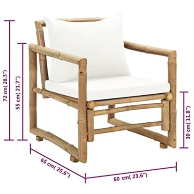 Tuinstoelen 2 st met kussens bamboe - thumbnail