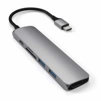 SATECHI USB-C Hub Slank Multipoort Adapter V2 Met 60W USB-C PD, 4K HDMI (60Hz), Micro/SD Kaartlezers, USB 3.0 - Voor M2/ M1 Macbook Pro/Air, M2/ M1 iPad Pro/Air, M2 Mac Mini, iMac M1 (Spacegrijs) - thumbnail