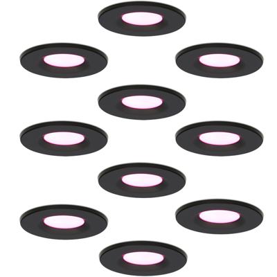 Set van 10 Venezia smart inbouwspots - IP65 waterdicht - 6 Watt 450 lumen - Wifi + Bluetooth - RGBWW - Google Home, Amazon Alexa en Siri - Zwart - Voor binnen, buiten en badkamer