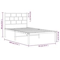 Bedframe met hoofdbord metaal wit 90x190 cm - thumbnail