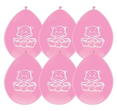 Ballonnen geboorte meisje zak a 6 stuks