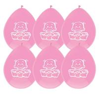 Ballonnen geboorte meisje zak a 6 stuks - thumbnail