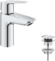 Grohe QuickFix Start S-size wastafelkraan met koude start en push-open waste chroom - thumbnail