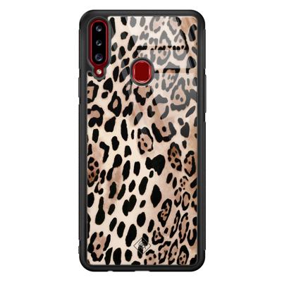 Samsung Galaxy A20s glazen hardcase - Golden wildcat