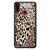 Samsung Galaxy A20s glazen hardcase - Golden wildcat - thumbnail