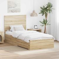 Bedframe met hoofdeinde Sonoma Eiken 90 x 190 cm Bewerkt hout - thumbnail