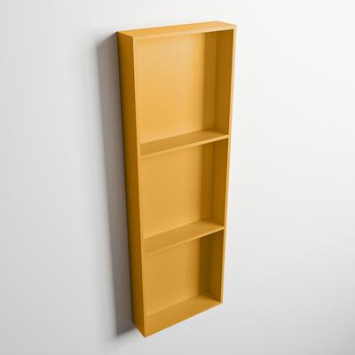 MONDIAZ EASY Nis 89,5x29,5cm in solid surface kleur Ocher | Ocher. 3 vakken geschikt voor in- of opbouw MONDIAZ EASY Nis 89,5x29,5cm in solid surface kleur Ocher | Ocher. 3 vakken geschikt voor in- of opbouw