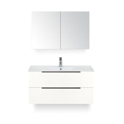 Seville Badmeubelset 100 cm - Wit Hoogglans Edge greep - Wastafel Enjoy - met Spiegelkast