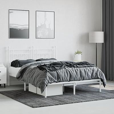 Bedframe met hoofdbord metaal wit 140x190 cm - thumbnail