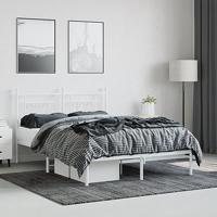 Bedframe met hoofdbord metaal wit 140x190 cm - thumbnail